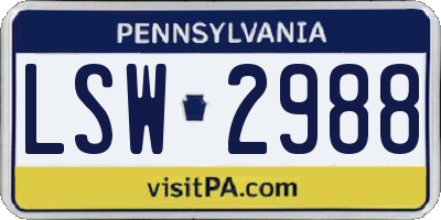PA license plate LSW2988