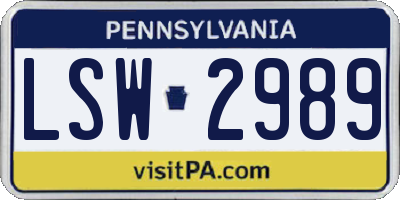 PA license plate LSW2989