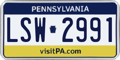 PA license plate LSW2991