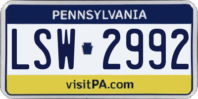 PA license plate LSW2992