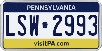 PA license plate LSW2993