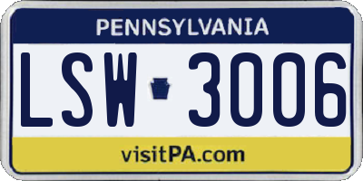 PA license plate LSW3006