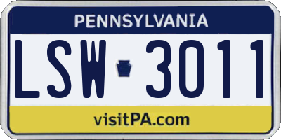 PA license plate LSW3011