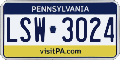 PA license plate LSW3024