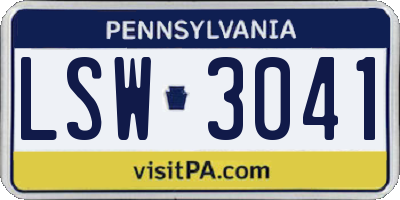 PA license plate LSW3041