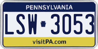 PA license plate LSW3053