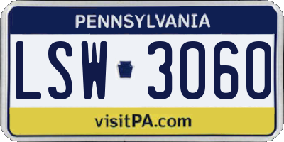 PA license plate LSW3060