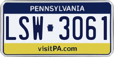 PA license plate LSW3061