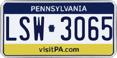 PA license plate LSW3065