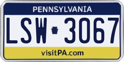 PA license plate LSW3067