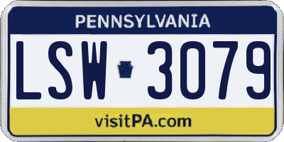 PA license plate LSW3079