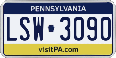 PA license plate LSW3090