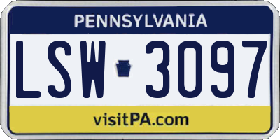 PA license plate LSW3097