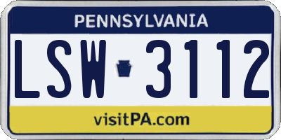 PA license plate LSW3112