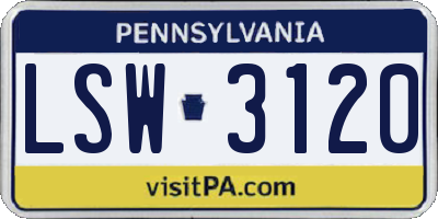 PA license plate LSW3120