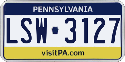 PA license plate LSW3127