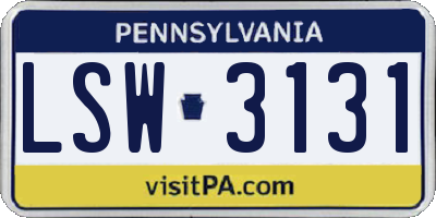 PA license plate LSW3131