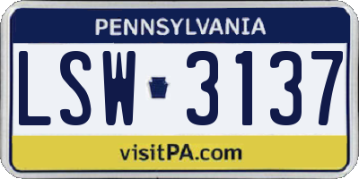 PA license plate LSW3137