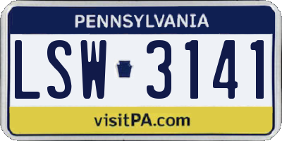 PA license plate LSW3141