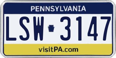 PA license plate LSW3147