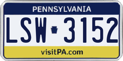 PA license plate LSW3152