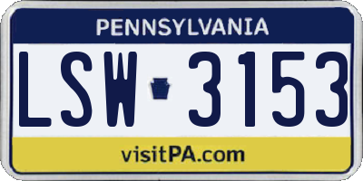 PA license plate LSW3153