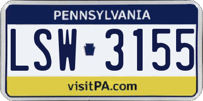 PA license plate LSW3155