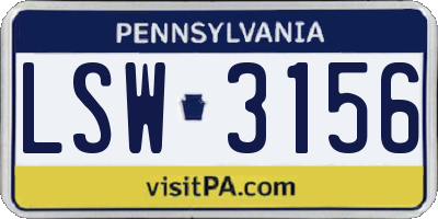 PA license plate LSW3156