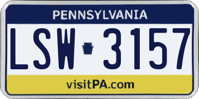 PA license plate LSW3157