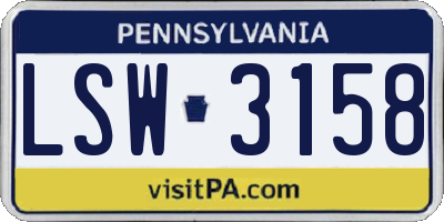 PA license plate LSW3158