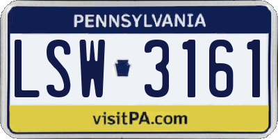 PA license plate LSW3161