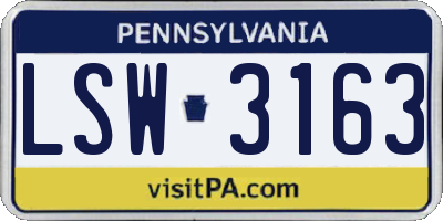 PA license plate LSW3163