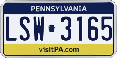 PA license plate LSW3165