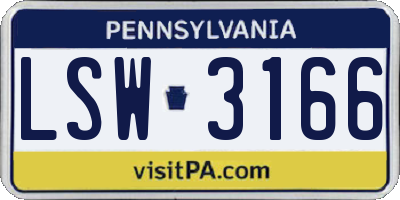 PA license plate LSW3166