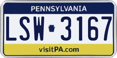 PA license plate LSW3167