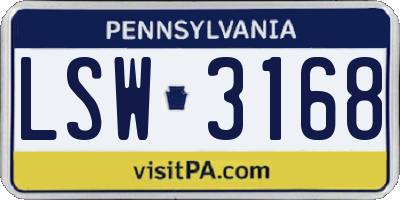 PA license plate LSW3168