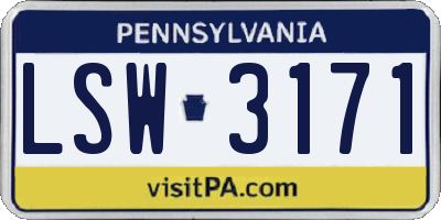 PA license plate LSW3171