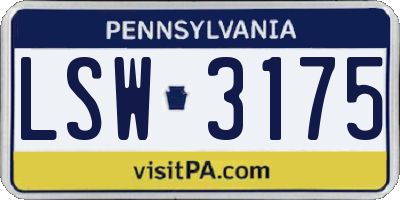 PA license plate LSW3175