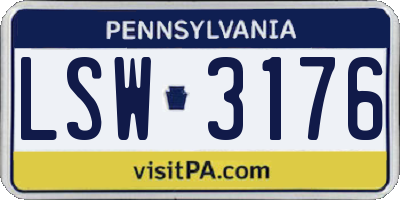 PA license plate LSW3176