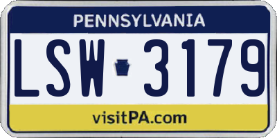 PA license plate LSW3179