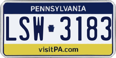 PA license plate LSW3183