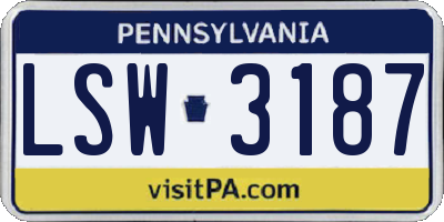 PA license plate LSW3187