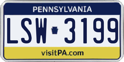 PA license plate LSW3199