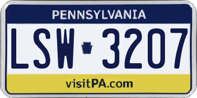 PA license plate LSW3207
