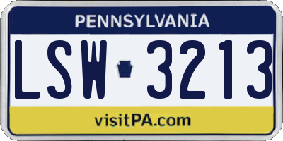 PA license plate LSW3213