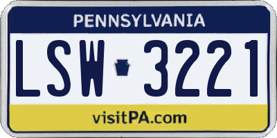 PA license plate LSW3221