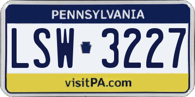 PA license plate LSW3227
