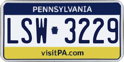 PA license plate LSW3229