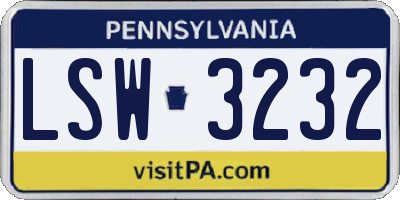 PA license plate LSW3232