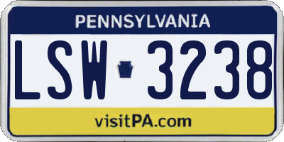 PA license plate LSW3238